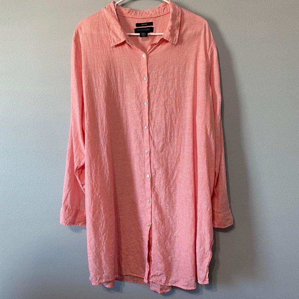 Candy Pink 100% Linen Button Down